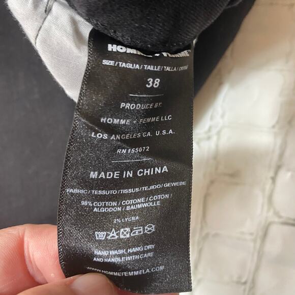 Homme + Femme Mens Jeans SZ 38 Black LA Streetwear Slim Fit Stretch Logo Stripes - Picture 6 of 6